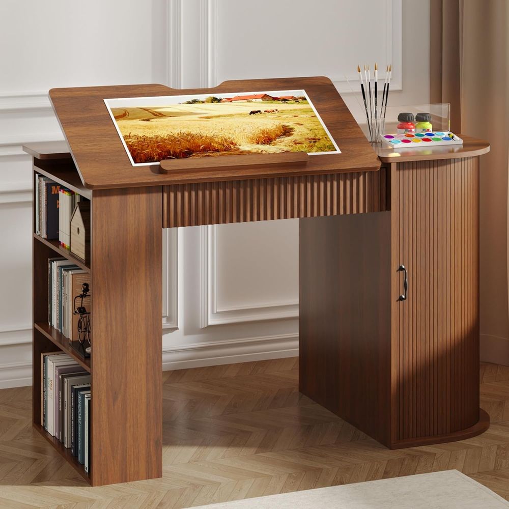 Art & Craft Paper Ideas - Storage Cabinet Desk with Drawers, Open
