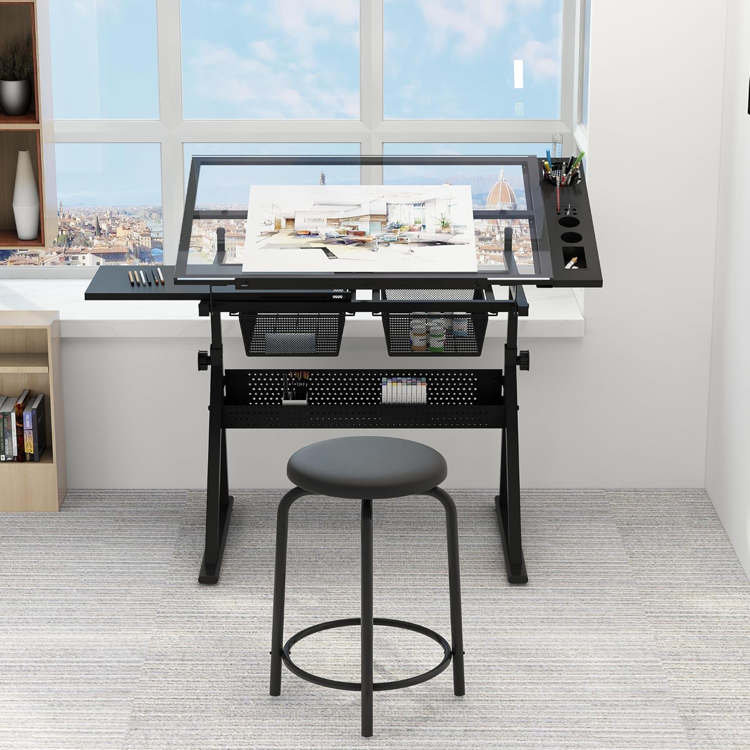 Art & Craft Paper Ideas - Table w/Stool, Height Adjustable Drawing Table,