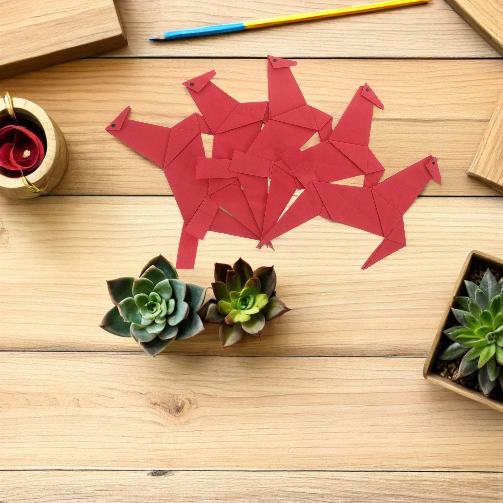 10Pcs Red Origami Horse Paper  - Art Craft Event recension och pris